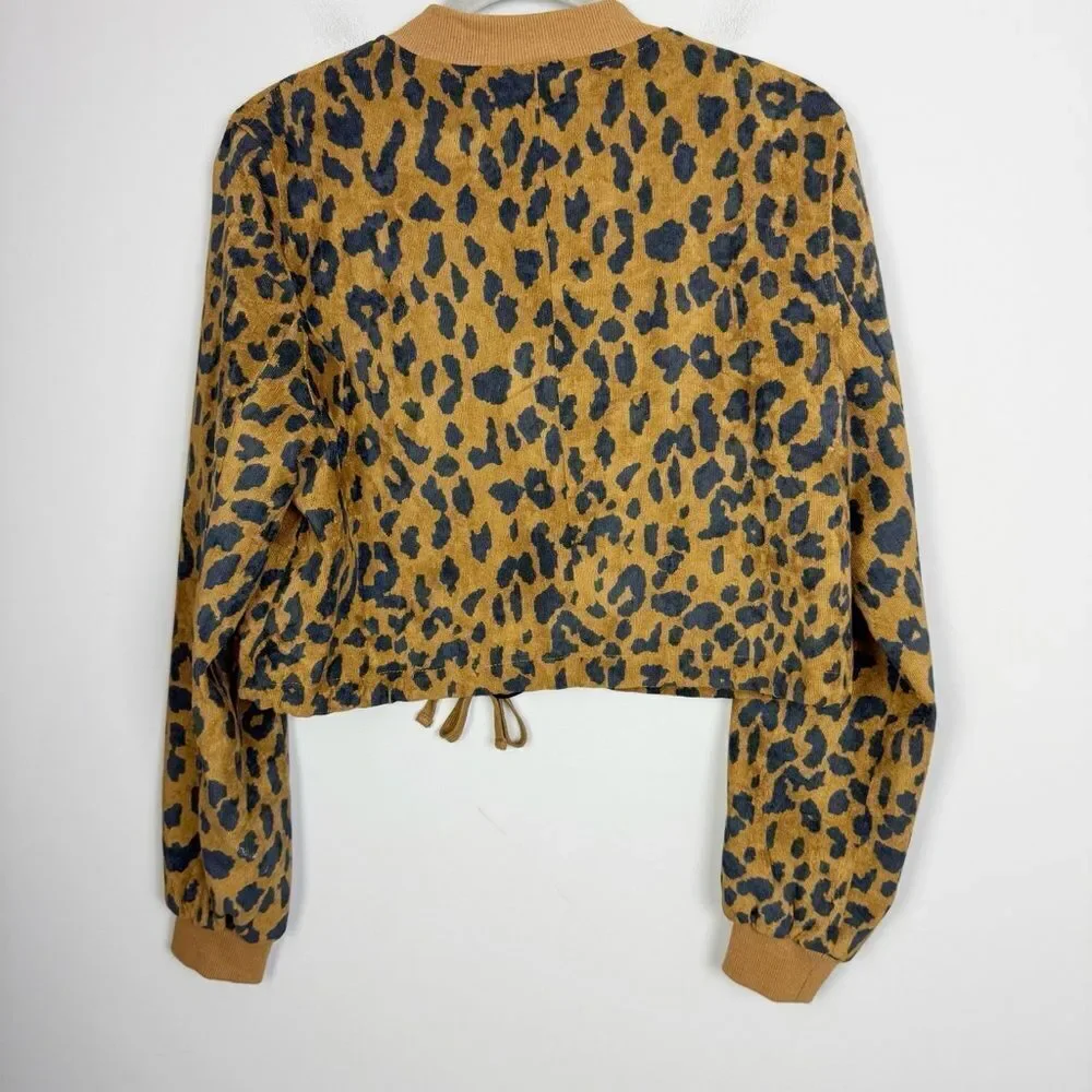 Essue | Animal Print Textured Semi Crop Zip Front Jacket Women’s Size Medium